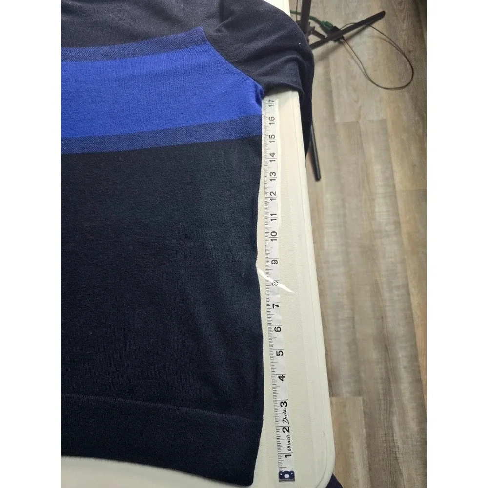 Banana Republic Men's XL 3/4 Zip Sweater Navy Blue Stripe | Long Sleeve Knit